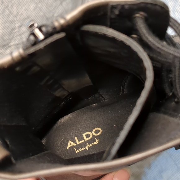 Aldo Metallic Brown Women's Combat Boots - Picture 2 of 16